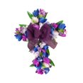thumbnail image 3 of Wreath Puerta delantera Corona Centro de mesa Centro de flores artificiales Decoración de Pascua para ventana del festival afuera Arco púrpura, 3 of 8