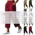 thumbnail image 4 of Cotton Linen Capri Pants for Women Elastic Waisted Straight Leg Pull On Capris with Pockets, 4 of 8