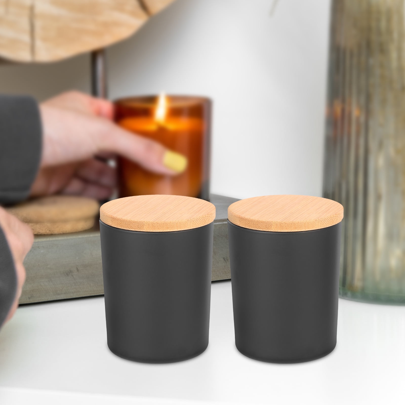 FELTECHELECTR Glass Tins Black For present Givers Home Use 4 Sets 3.73X2.67X2.67in