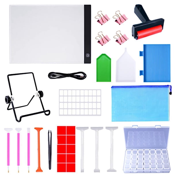 Herramientas De Pintura De Diamantes A4 Led Pad Tablero De Luz Soporte Translúcido Copia Mesa Punto Pluma De Perforación Kit De Arcilla 33 Uds. Juego Guardurnaity HA022298-00
