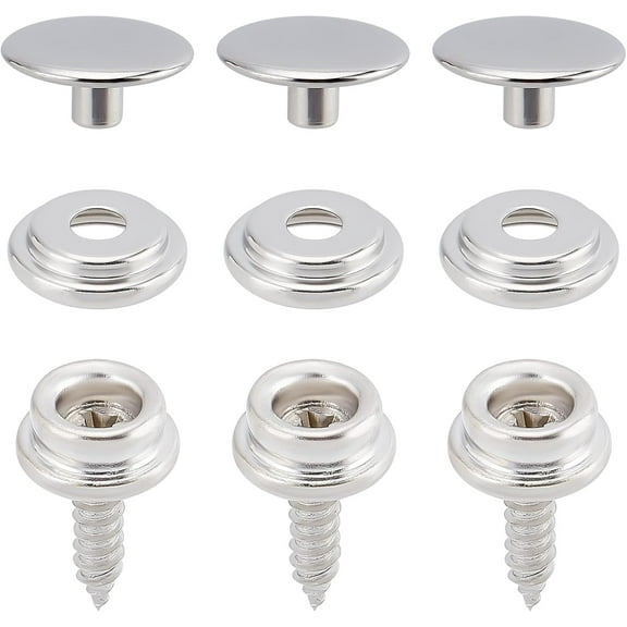 30 Sets 5/8 Stainless Steel Marine Grade Snap Button Canvas Snaps Kit Fastener Screw Mental with 3 pcs in Upholstery Snaps for Boat Canvas Carpet Cover