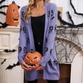 thumbnail image 4 of Sakmal Open Front Cardigan Sweaters Womens Fall Winter Halloween Lightweight Tunic Cardigan Purple Long Sweater, 4 of 4