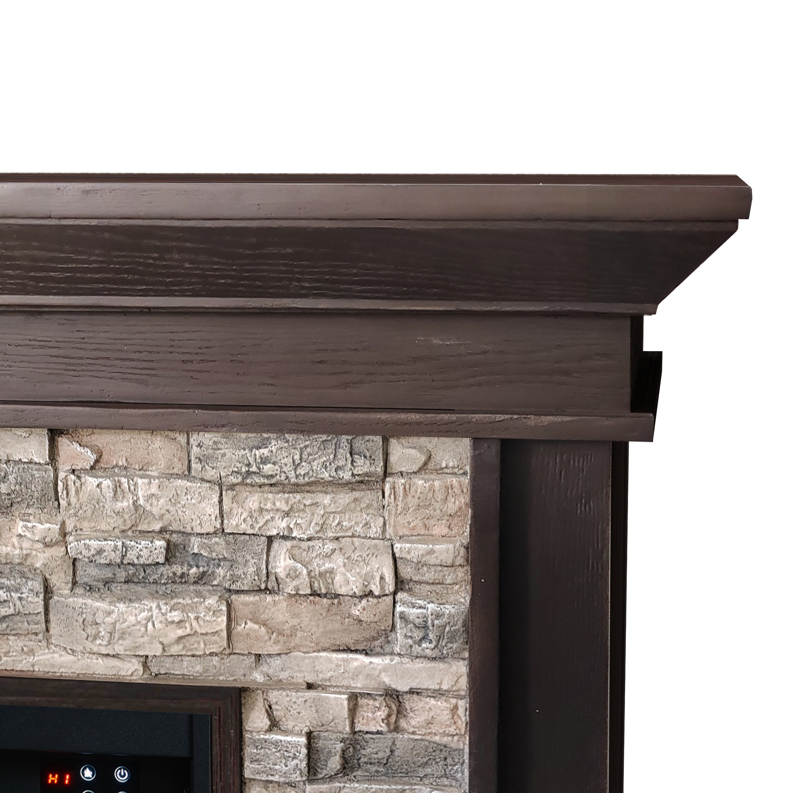 FESTIVO 60" Freestanding Electric Fireplace with Faux Brick Mantle - Brown