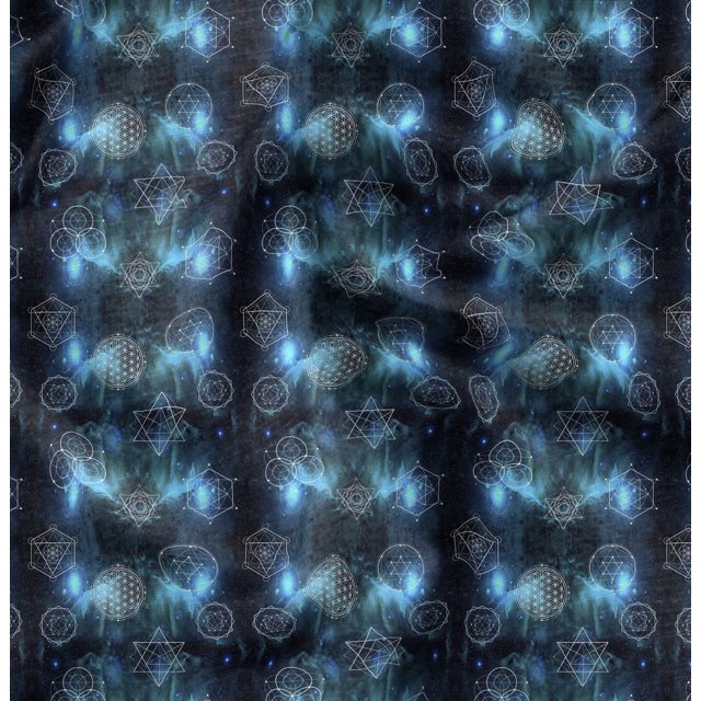 Soimoi Blue Poly Georgette Fabric Scared Geometric Galaxy Fabric Prints By Yard 52 Inch Wide