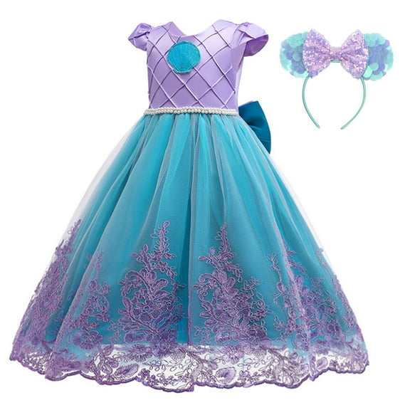 3-9T Girls Ariel Mermaid Princess Dress Halloween Birthday Party Cosplay Outfit