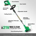 thumbnail image 5 of Cordless Weed Eater Grass Trimmer,3-in-1 Lightweight Push Lawn Mower & Edger Tool with 3 Types Blades,21V 2Ah Li-Ion Battery Powered for Garden and Yard (Green), 5 of 6
