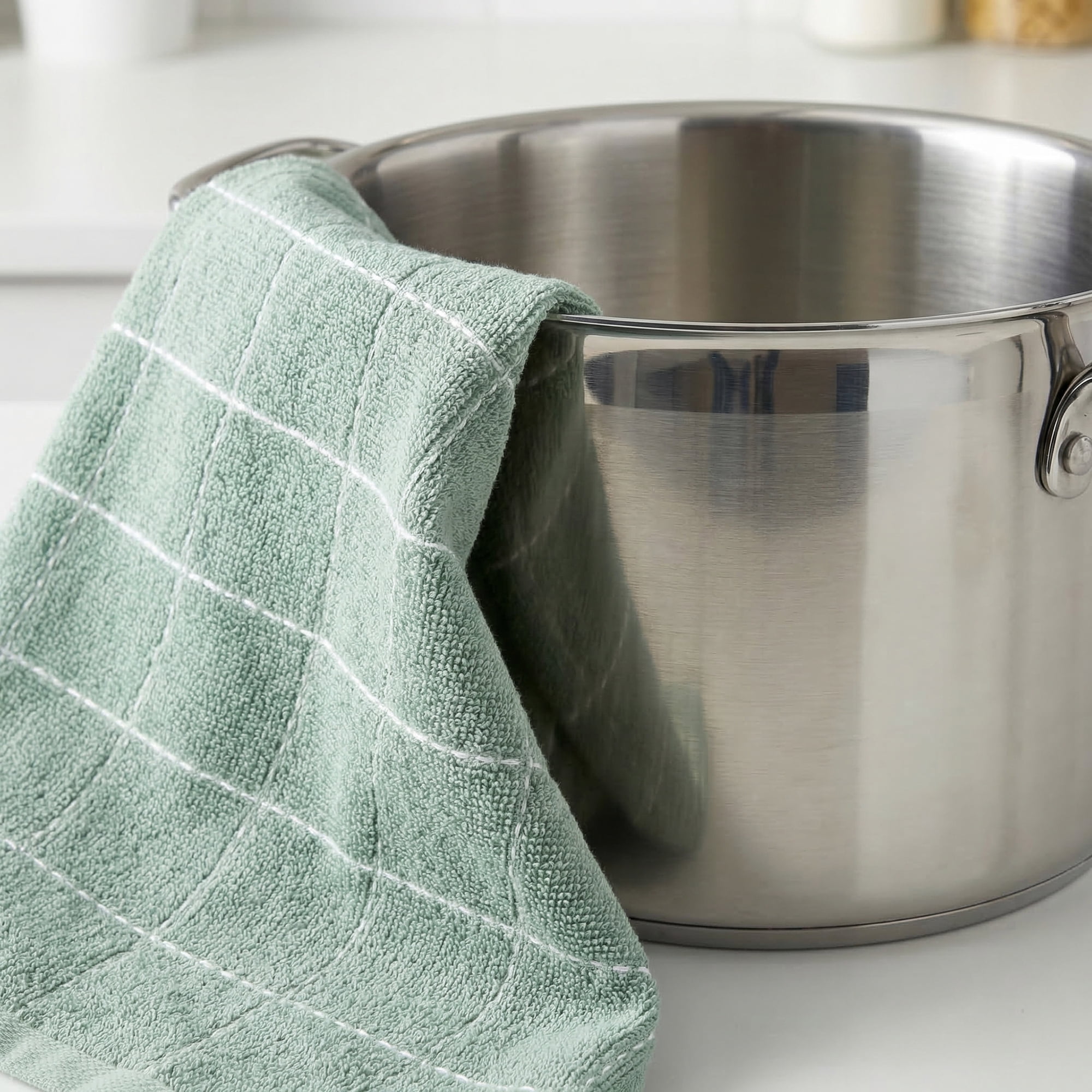 Unique Bargains 2Pcs Highly Absorbent Cotton Reusable Dish Cloths Light Green 25" x 15"