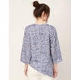 thumbnail image 3 of Moomaya Printed Asymmetric Tops For Women, Poly Rayon Long Sleeve Tunic Top, 3 of 8