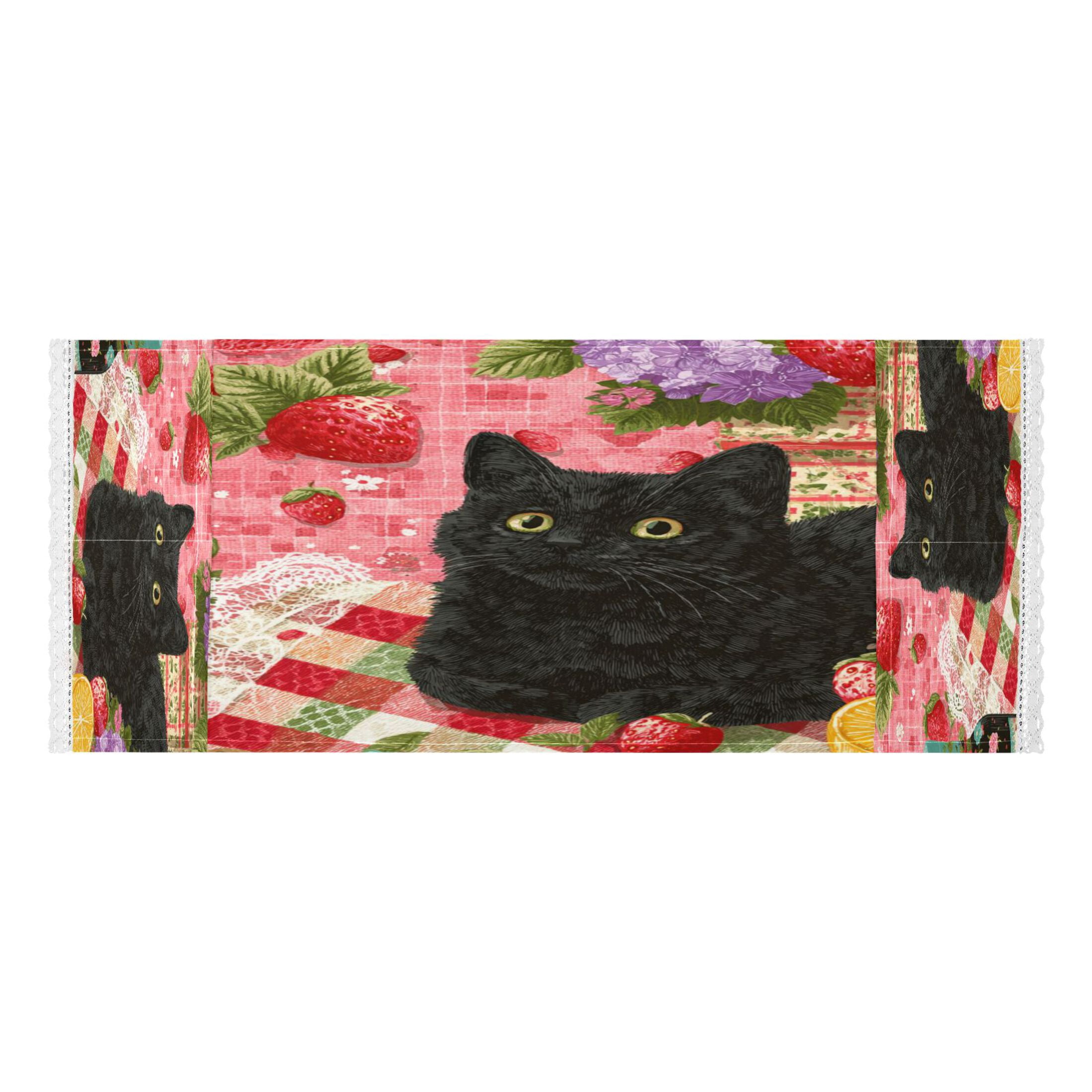 Wobogo Strawberry Black Cat Washing Machine Cover Dustproof Washer Dryer Cover Waterproof Laundry Room Decorative Protector