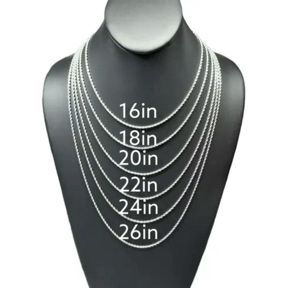 GKNET Stainless Steel Rope Chain Necklace 2mm Size 16" to 26" Unisex Hip Hop Jewelry-18"