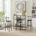 thumbnail image 5 of VECELO Home Bar Unit, Oval Bar Table with Wood Counter Top and Wine Rack Storage, Wine Bakers Rack for Kitchen Dining Room, Charcoal Grey, 5 of 7
