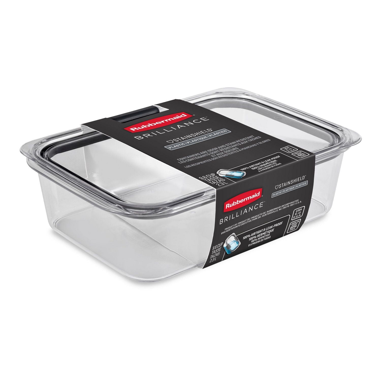 Rubbermaid Brilliance Plastic Food Storage Container, 2.3 L (9.6 Cup)