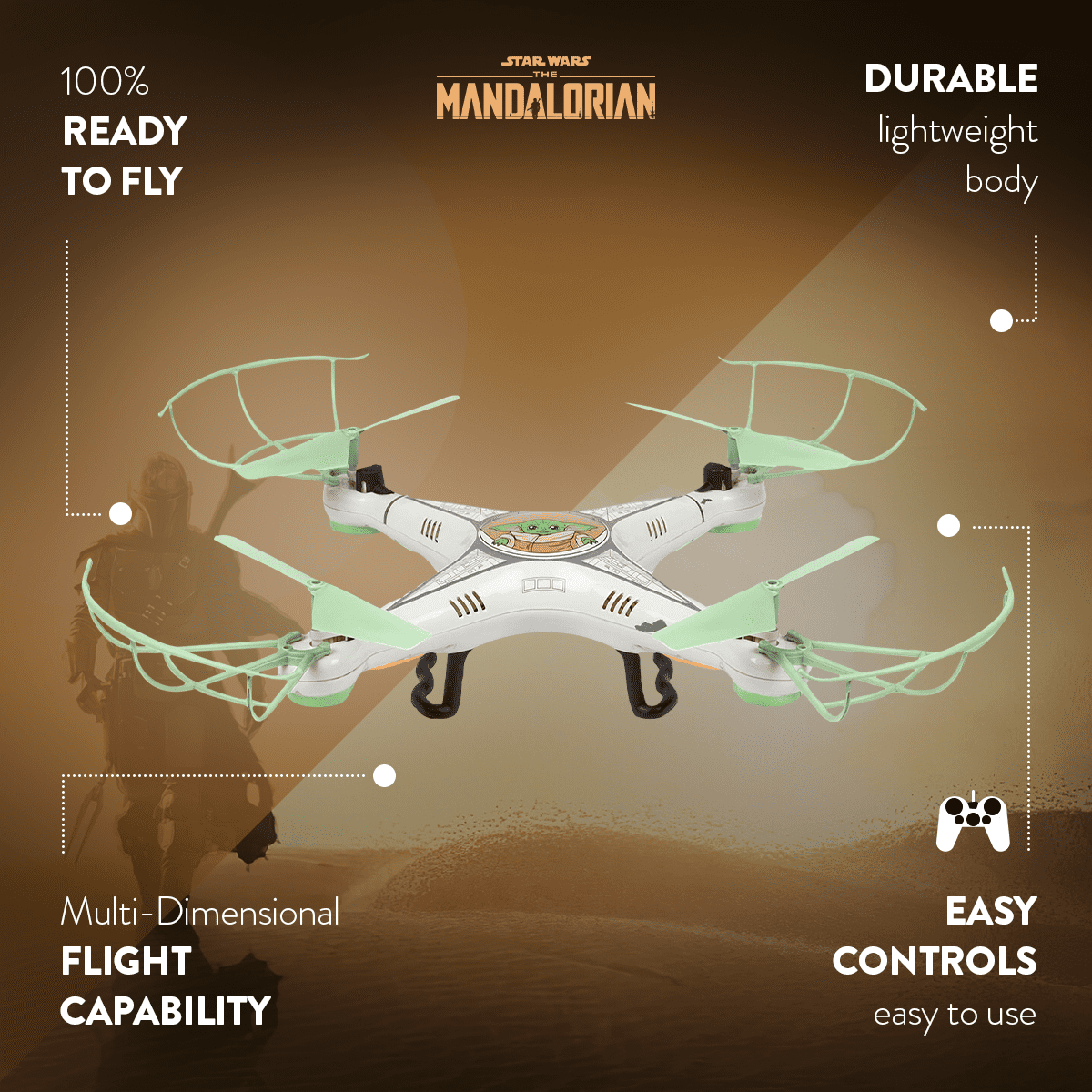 Star Wars The Mandalorian Grogu Baby Yoda 2.4GHz 4.5CH RC Quadcopter Drone