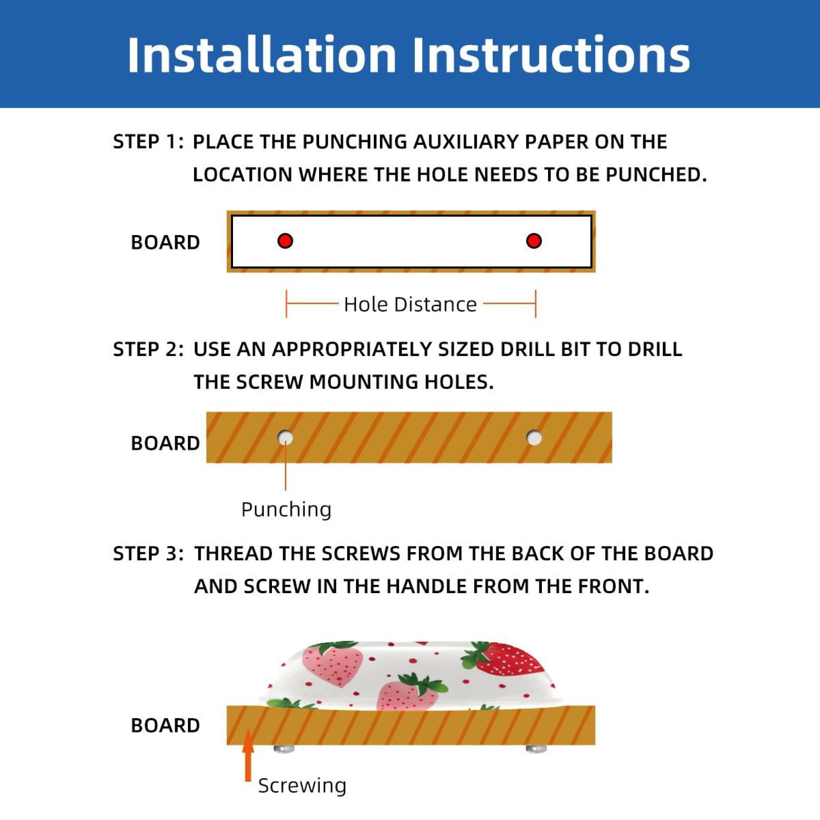 PhooArto 6 Pcs Cup Drawer Pulls, Strawberries and Dots Pattern Shell Shape Handles Cabinet Knobs for Dresser Cupboard Closet Wardrobe with Screws