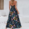 thumbnail image 5 of Wycnly Summer Dresses for Women Dresses for Women 2025 Beach Boho Elastic Waist Pleated Slit Swing Spaghetti Strap Long Dress Ladies Elegant Floral Print V-Neck Sleeveless Maxi Sun Dress, 5 of 6