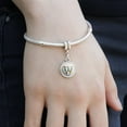 thumbnail image 3 of Letter W Floral Monogram Initial Italian European Style Bracelet Charm Bead, 3 of 5