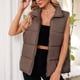 thumbnail image 5 of Chaleco Acolchado para Mujer, Abrigos de Abrigo, Chaquetas y Abrigos con Bolsillos. Marrón XL, 5 of 8