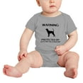 thumbnail image 2 of Warning: Protected by A Black and Tan Coonhound Dog Funny Baby Bodysuit Romper (Gray,12-18 Months), 2 of 5