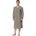 thumbnail image 1 of Camisón de algodón para hombre, camisón de manga larga, camisón Henley, ropa de dormir Gris XXL, 1 of 5