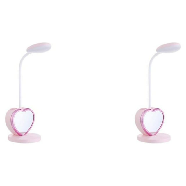 Justharion Adjustable And Portable LED Desk Lamp Rechargeable With USB Charging Port Girls Plastic Eye-Caring Dimmable Desk Lamp pink 2Set
