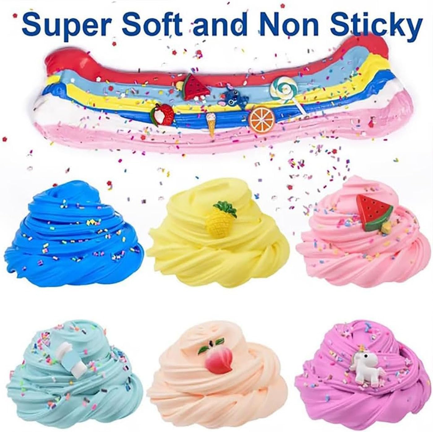 Super Clay Slime DIY Soft & Squishy Clay Scented Slime Sensory Clays, Super Clays Slimes DIY Soft and Squishy, Non-Sticky Stretchy Fluffy, Moldable Modeling Kit, Party Favors (9PCS)