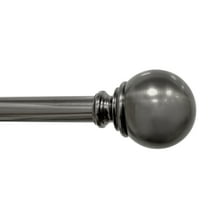 Better Homes & Gardens 1" Pewter Metal Ball Single Curtain Rod 42-120 Inches
