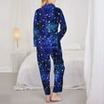 thumbnail image 3 of Pajamas for Women Set - stars blue Glitter starry Comfy Long Sleeve Button Up Pajama Sets for Women 2 Piece, Soft Sleepwear Nightwear Pjs Lounge Sets for Women with Pockets, 3 of 6