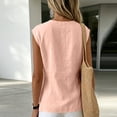 thumbnail image 4 of FchengtaiS Women's Twist Knot Front Tank Top Cotton Linen V Neck Sleeveless Shirts Summer Casual Y2K Tops, 4 of 6