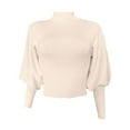 thumbnail image 4 of UJNDER Women's Solid Color Knitted Sleeve Long Sleeve Turtleneck Pullover Sweater Tops for Women Fall Winter Cozy Beige L, 4 of 4