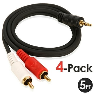 10-Pack RCA Cable, Borz RCA to 3.5mm [5ft/1.5M, Hi-Fi Sound] Nylon-Braided  RCA to AUX Audio Cable Compatible with DJ Controller Speaker Turntable TV