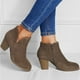 thumbnail image 4 of NECHOLOGY Zapatos Botines de mujer Europa y los Unidos Otoño e invierno Nuevas botas femeninas Cremallera lateral Cabeza redonda Botas casuales Botines de tacón grueso de gamuza (Brown 7.5), 4 of 5