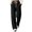 Black, variant on Women's Frayed Hem Military Green Knit Flare Pants Boho Pants For Women Harem Pants Women Loose Pants
