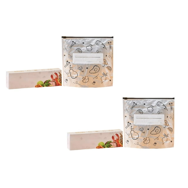 20 Pcs Sacs de Congélation en Papier D\'aluminium, Sacs Coulissants Réutilisables pour l'Entreposage et la Conservation des Aliments, Sacs Autoportants en Feuille Refermables avec Étiquette et Verrou à Glissière pour Légumes Fruits Viande, 10,24 Pouces X 9,84 Pouces