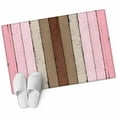 thumbnail image 6 of Pink Wood Grain Bathroom Rug Washable 2x3 Entryway Rug Non Slip Brown Vintage Mottled Country Stripes Front Door Mat Low Pile Indoor Doormat Throw Floor Carpet for Kitchen Bedroom Entrance, 6 of 8