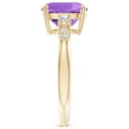 thumbnail image 3 of ANGARA Natural Cushion 3.1 ct Amethyst Solitaire Ring with Diamond Accents in 14K Yellow Gold for Women (Size-9mm) | February Birthstone, Anniversary, Jewelry Gift for Women | Natural Amethyst Ring, 3 of 9