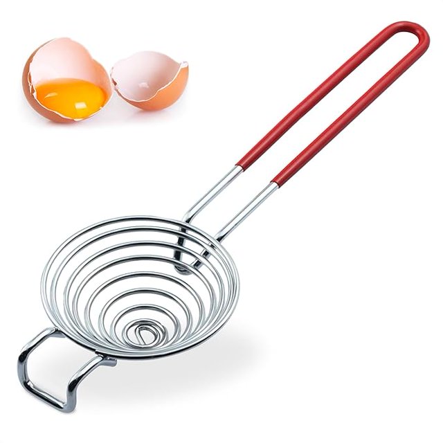 Separador de huevos, herramienta de separación de clara y yema de huevo de acero inoxidable de calidad alimentaria (rojo) 25*8cm/10*3 pulgadas