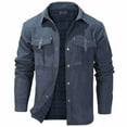 thumbnail image 4 of Miluxas Mens Flannel Lined Shirt Jacket Lightweight Snap Button Western Jacket Rugged Outdoor Cowboy Shirts Jackets Blue, 4 of 5