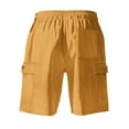 thumbnail image 4 of ADSSDQ Cargo Shorts for Men Elastic Waist Drawstring 9 Inch Inseam Corduroy Shorts Beach Board Lounge Hippie Vacation Shorts with Multi Pockets Earthy Yellow XL, 4 of 9