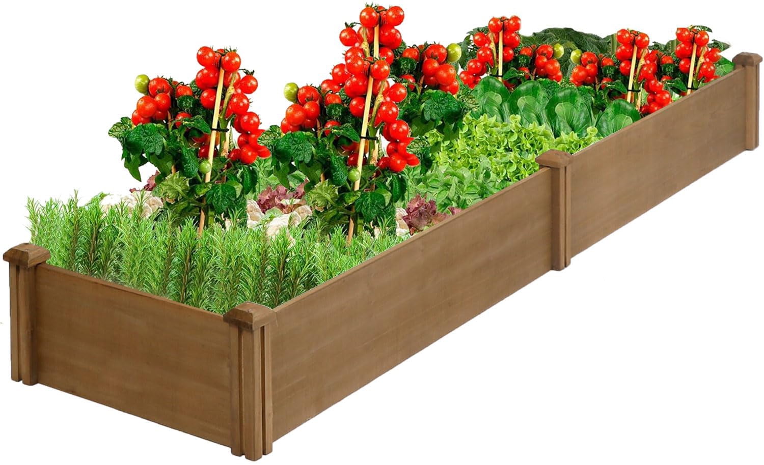 PETSCOSSET Wooden 8x2Ft Raised Garden Bed Planter Box for Outdoor Gardening