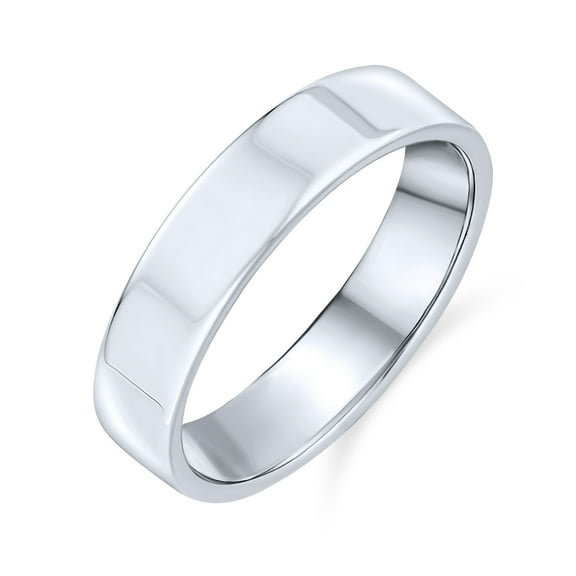 Bling Jewelry Unisex Traditional .925 Sterling Silver Flat Cigar Wedding Band Ring 4MM Comfort Fit