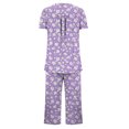thumbnail image 4 of CLOISE Women Pj Sets 2-Piece Casual Short Sleeve Sleepwear Shirts and Cozy Shorts with Pockets PJ Set Comfy Button Plisse Flower Print Classic Night Clothes, 4 of 5