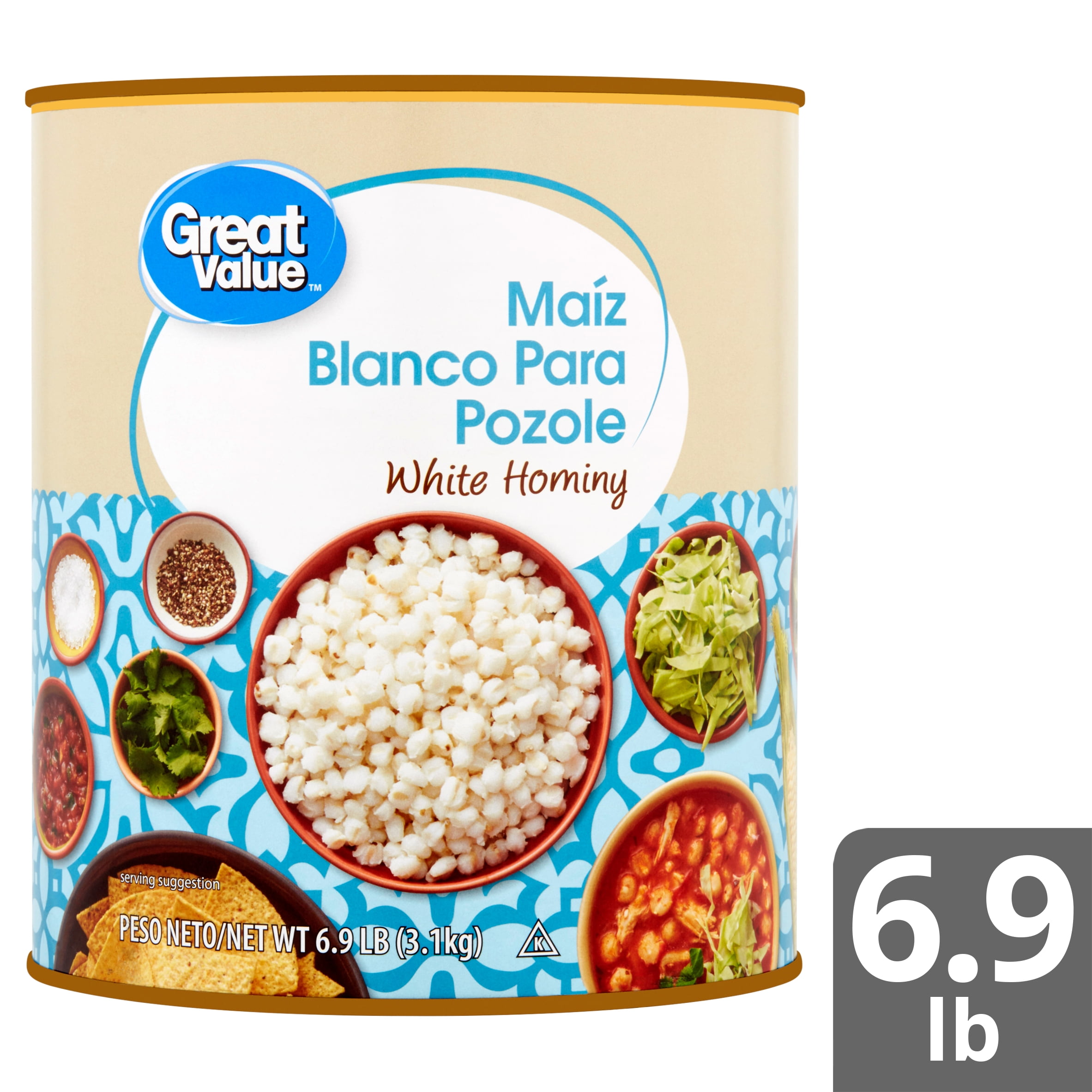 Great Value White Hominy, 110.4 Oz