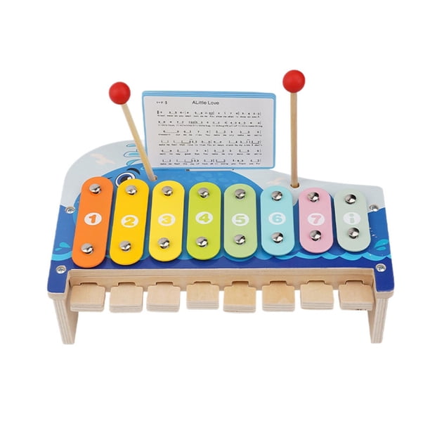 Xilófono de 8 con baquetas, instrumento de percusión de juguete para piano de mano, ideal para actuaciones , conciertos en casa o para
