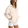 thumbnail image 3 of Zip Up Sweatshirt Women Casual Loose Fit Long Sleeve Jacket with Pockets Full Zip Front Lightweight Outerwear for Daily Wear, 3 of 8