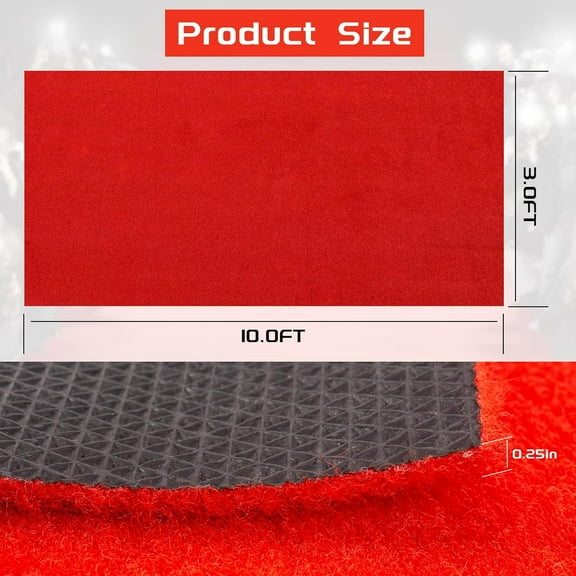 Extra Thick Waterproof Red Carpet Runner for Events, 3x10 Ft Non-Slip Aisle Rug for Wedding, Party, Banquet