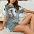 thumbnail image 4 of "Wukai Funny Cat Women's Pajama Set - Short-Sleeve Top and Shorts with Elastic Waistband and Pockets for Loungewear, Yoga, and Casual Wear-XX-Large, 4 of 8