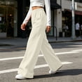 thumbnail image 5 of LEAVINGSUO Wide Leg Pants for Women Solid High Waist Elastic Sweatpants Casual Loose Flowy Workout Pants With Pocket Khaki L, 5 of 8