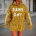 thumbnail image 2 of Womens Hoodies 2025 Game Day Sequin Football Graphic Long Sleeve Sweatshirts Fall Winter Casual Trendy Loose Fit Pullover Tops, 2 of 5
