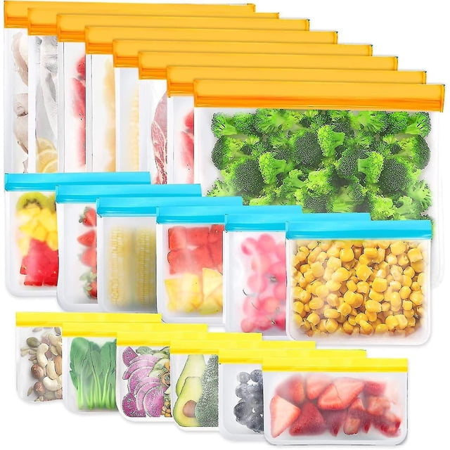 20 Sacs de Congélation Réutilisables, Sac à Sandwich Réutilisable, Sac de Rangement Alimentaire en Silicone Réutilisable Étanche Ziplock Hermétique pour Déjeuner, Collations, Fruits