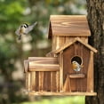 thumbnail image 5 of 3X Casa Colgante de PáJaros de Madera para Exteriores Casa de PáJaros de Madera de 6 Agujeros Patio Decoraciones de Patio Trasero, 5 of 5